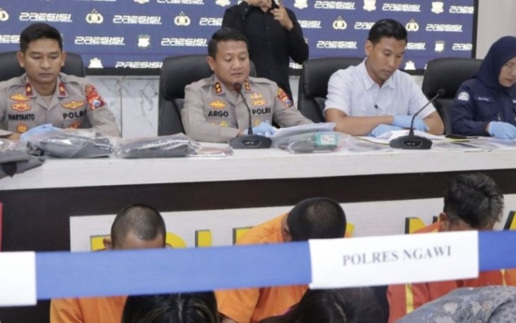 Kapolres Ngawi AKBP Argowiyono saat konferensi pers, Jum'at (1/9)
