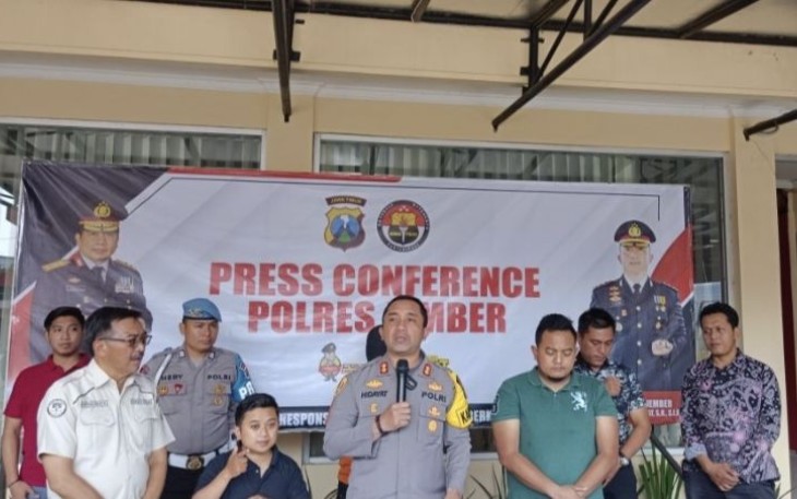 Kapolres Jember AKBP Muh. Nurhidayat saat memberikan keterangan pers, Sabtu (9/9)