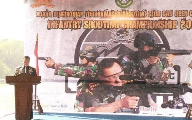 Danpussenif Letjen TNI Dr. Anton Nugroho saat memberikan sambutan pembukaan lomba menembak, Jum'at (29/9)