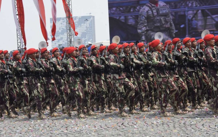 Parade Defile Prajurit Kopassus di HUT Ke-78 TNI, Kamis (5/10)