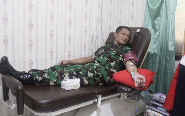 Donor darah prajurit Kodim 0623/Cilegon, Selasa (12/12)
