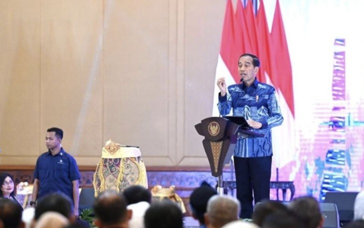 Presiden Joko Widodo saat Munaslub Apeksi tahun 2023 di Bogor, Jum'at (15/12)