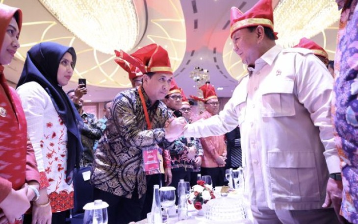 Menhan Prabowo saat di Rakernas Apeksi XVI 2023 Makassar