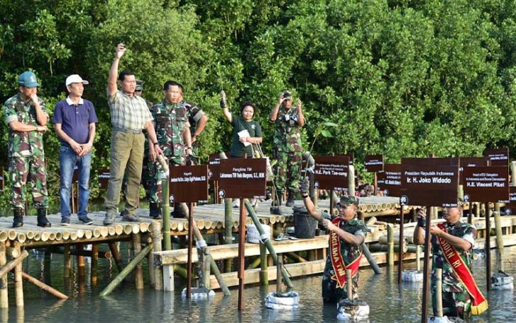 Panglima TNI saat Tinjau Gladi Bersih Penanaman Mangrove Nasional