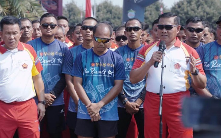 Panglima TNI Laksamana TNI Yudo Margono didepan awak media, usai menyambut kedatangan tim The Rising Tide 2023 di Mabes TNI, Jakarta, Jumat (6/10/2023). 