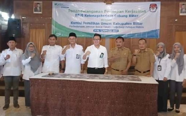 KPU Kabupaten Blitar - BPJS Ketenagakerjaan Cabang Blitar Sepakat Kerjasama Lindungi Petugas Pemilu