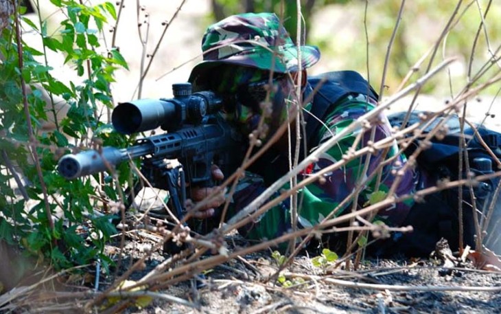 TNI saat Balas Tembakan dalam Latihan Super Garuda Shield