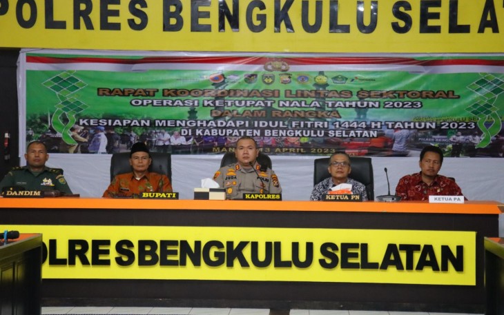 Jelang Idulfitri, Polres dan Pemkab Bengkulu Selatan Ikuti Rakor Lintas Sektoral 