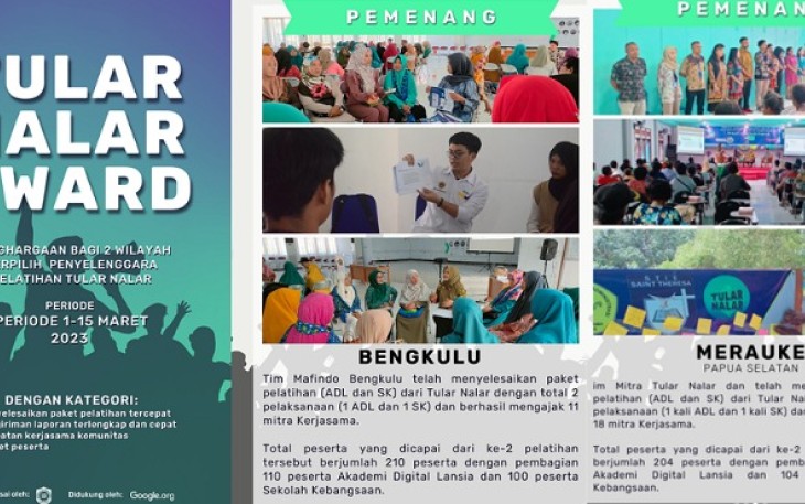 Mafindo Berikan Penghargaan Tular Nalar Award Kepada Mafindo Wilayah Bengkulu dan Merauke