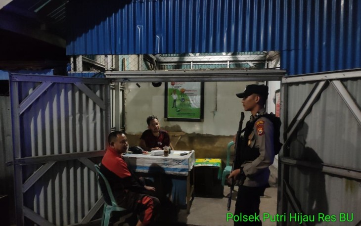 Patroli, Personel Polsek Putri Hijau Sampaikan Imbauan Kepada Satpam PLN 