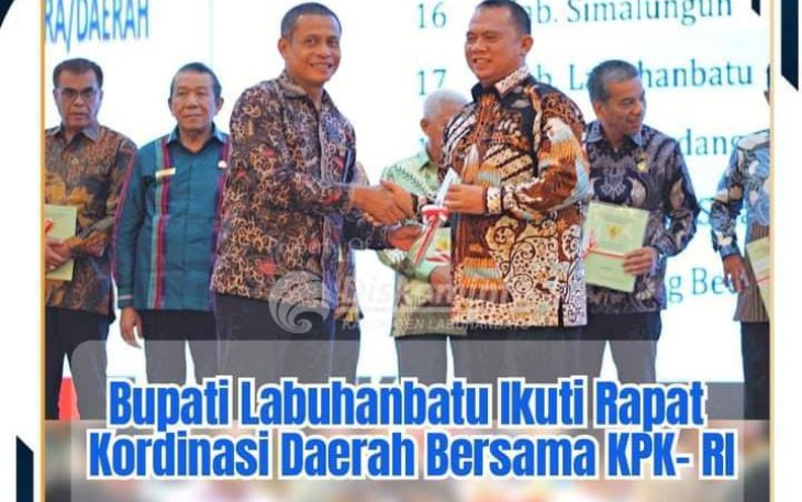 Bupati Labuhanbatu Ikuti Rakorda Bersama KPK RI di Kantor Gubernur Sumut 