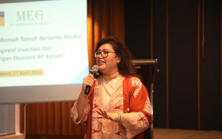 Kepala Biro Humas Promosi dan Protokol Ariastuty Sirait saat menggelar silaturahmi dan ramah tamah media di Hotel Radisson, Senin, (17/4/2023). 