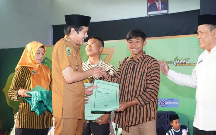 Wakil Bupati Trenggalek, Syah Muhamad Natanegara, saat menghadiri Gelar Budaya dalam rangka Milad ke-57 MTSN 1 Trenggalek, Selasa (20/6/2023)
