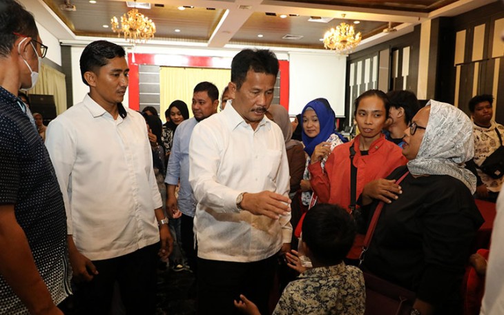 Kepala BP Batam, Muhammad Rudi di sela pertemuan dengan warga, Selasa (19/12/2023).