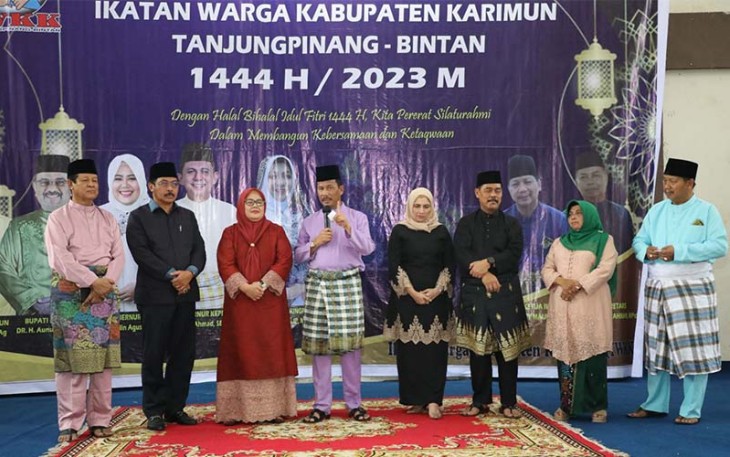 Muhammad Rudi saat menghadiri undangan halal bihalal bersama Ikatan Warga Kabupaten Karimun (IWKK) Tanjungpinang-Bintan, Minggu (21/5/2023).