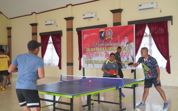 Korem 121/ABW saat Gelar Tournament Tenis Meja 