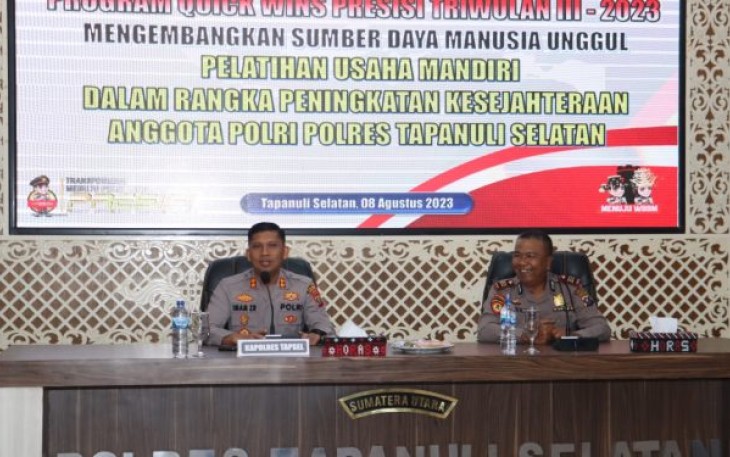 Kapolres Tapanuli Selatan (Tapsel), AKBP Imam Zamroni, SIK, MH, memimpin pelaksanaan pelatihan usaha mandiri bagi anggota, pada Selasa (8/8/2023) pagi