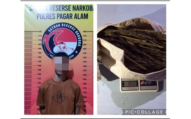 Bandar Narkoba dan Barang Bukti Saat Diamankan Polres Pagar Alam 