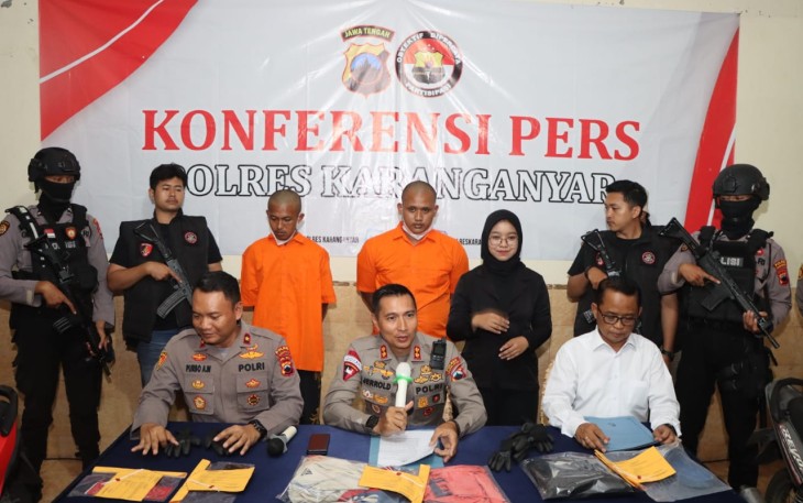 Kapolres Karanganyar AKBP Jerrold Hendra Yosef Kumontoy, saat konferensi pers di Mapolres Karanganyar, Senin (8/4/2023) malam.