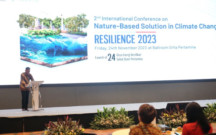 Sambutan Presiden Direktur Pertamina Foundation, Agus Mashud S. Asngari dalam penyampaian kata sambutan di pembukaan RESILIENCE 2023