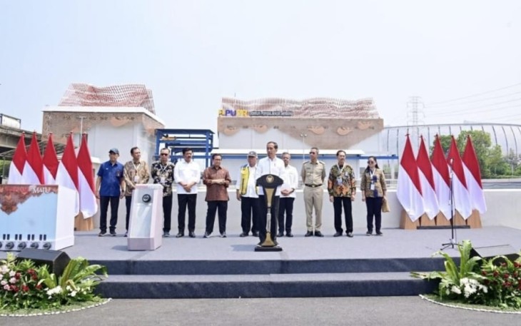 Presiden Jokowi Resmikan Stasiun Pompa Ancol Sentiong, Jakarta Utara, pada Senin, 11 Desember 2023. 