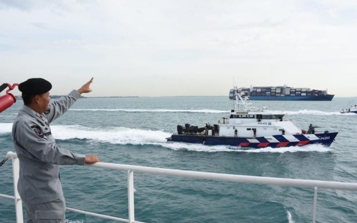KN Pulau Nipah-321 saat Tinggalkan Changi Naval Base Singapura