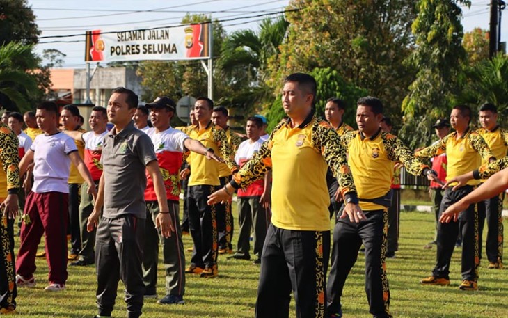 Polres Seluma saat Gelar Senam Bersama Kodim dan Forkompinda