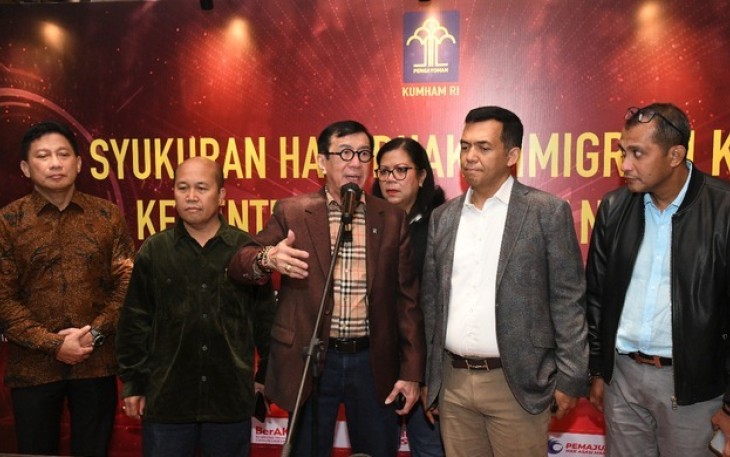 Yasonna dalam kegiatan Syurkuran Hari Bhakti Imigrasi ke - 73 di The Westin Hotel Jakarta.