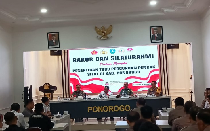 Danrem 081/DSJ Hadiri Silaturahmi Forkopimda dan Para Ketua Perguruan Silat di Ponorogo