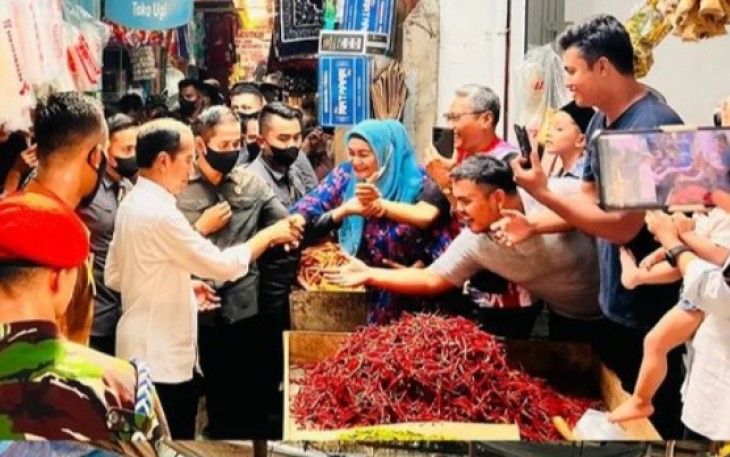 Arinal dan Chusnunia saat Dampingi Jokowi ke Pasar Natar