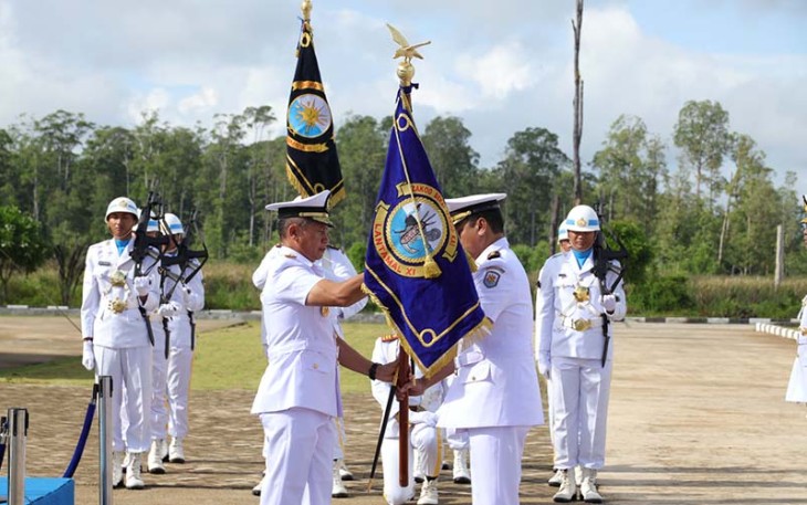 Pemegang Tongkat Komando Guspurla Koarmada III dan Lantamal XI Merauke Resmi Berganti