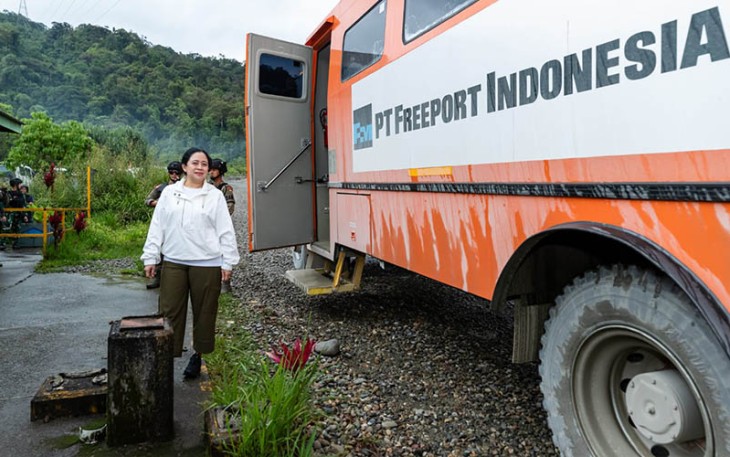 Ketua DPR RI Puan Maharani saat meninjau Freeport, Minggu (10/12/2023).