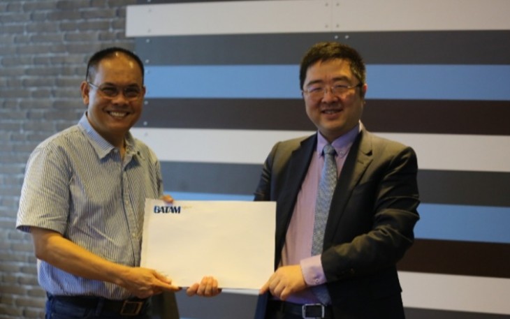 Anggota Bidang Pengelolaan Kawasan dan Investasi, Sudirman Saad, saat menerima kunjungan dari Shenzhen Greater Bay Area Financial Institute, Sabtu (1/4/2023).