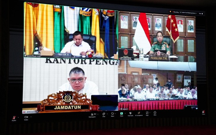 Panglima TNI Ikuti Rapat Virtual Bersama Presiden RI Bahas Pengendalian Inflasi dan Kebijakan Upah Minimum Tahun 2025