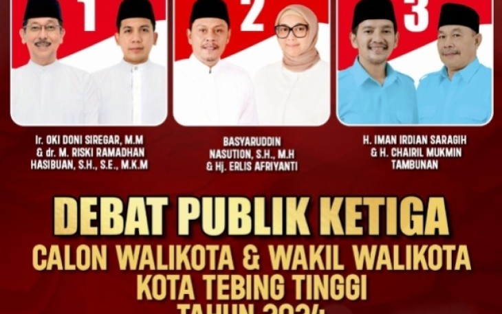 Debat Ketiga Paslon Walikota dan Wakil Walikota Tebing Tinggi Berjalan Sukses dan Aman 