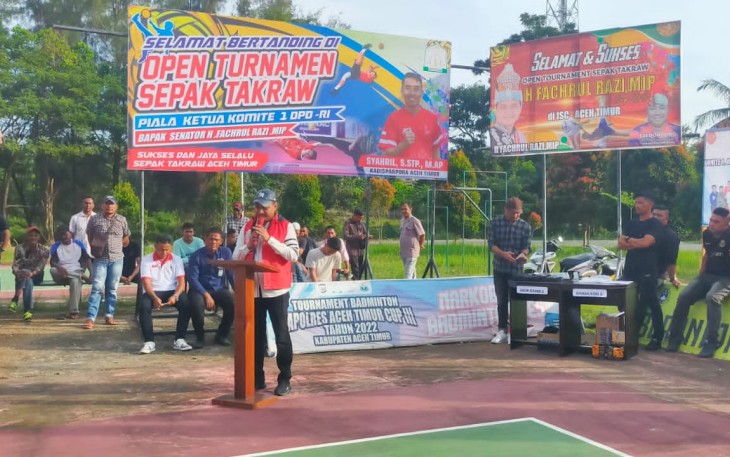 Angota Komisi I DPR RI H Fachrul Gelar Open Turnament Sepak Takraw di Aceh Timur