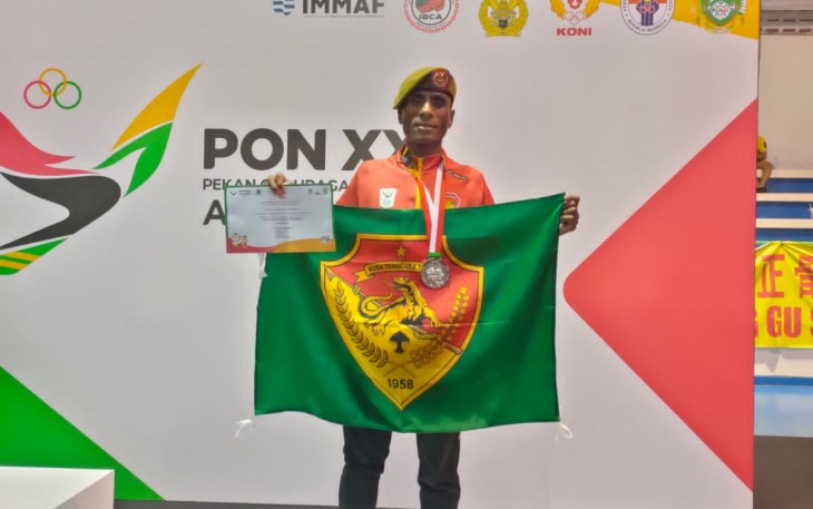 Pratu Daud Yonathan Silubun Prajurit Peraih Medali Perak Eksebisi IBCA MMA PON XXI 2024