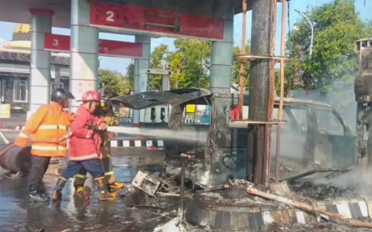 SPBU 44.571.05 Colomadu di Jalan Adi Sucipto kawasan Desa Paulan, Kecamatan Colomadu, Kabupaten Karanganyar, terbakar pada Rabu (31)7/2024)