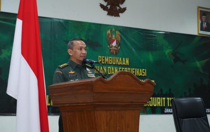 Paban II/Minanev Spersad Kolonel Inf Gunawan Permadi, S.E., M.A.P., saat membuka acara pelatihan dan sertifikasi 