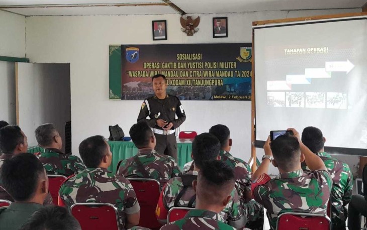 Sub denpom XII/1-3 Melawi Lakukan Sosialisasi Gaktib dan Yustisi bagi Prajurit TNI-AD se-Kabupaten Melawi 