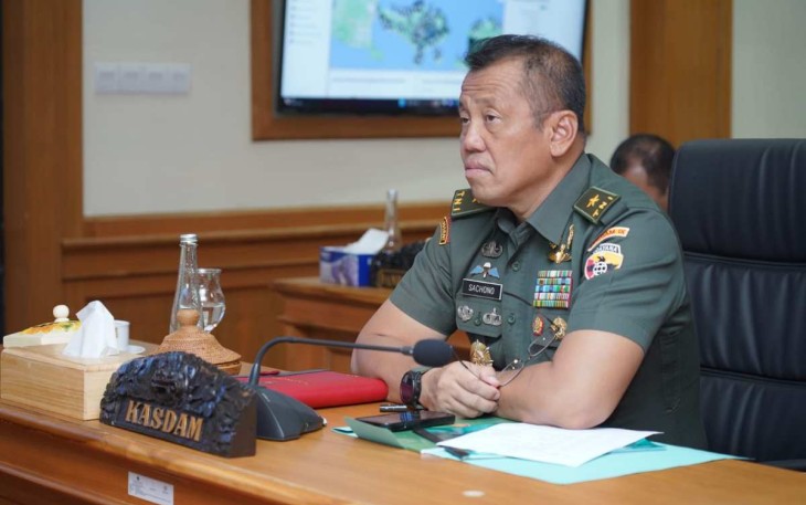Kasdam IX Udayana Brigjen TNI Sachono saat rakornis TMMD ke-119 secara virtual, Rabu (7/2)
