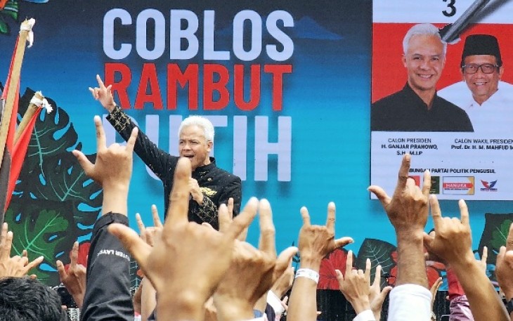 Kampanye Akbar Ganjar-Mahfud di benteng Vastenburg, Solo, Jawa Tengah, Sabtu (10/2)