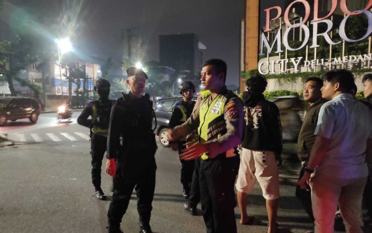 Patroli keamanan pasca pemilu di wilayah Medan, Kamis (15/2)