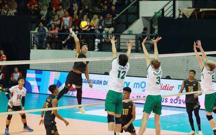 Timnas Indonesia saat mengalahkan Australia dalam ajang AVC Mens U-20 di Surabaya 