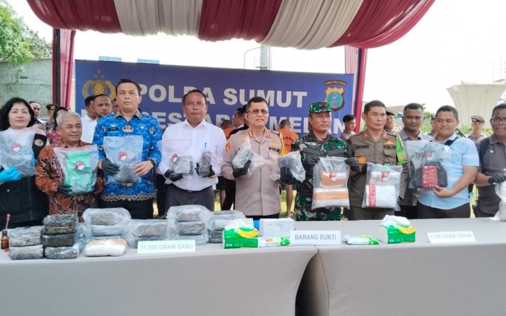 Paparan Gelar Pemusnahan Barang Bukti Dilakukan Kapolrestabes Medan.