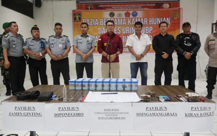 Gelara Razia Gabungan di Lapas Pancur Batu.