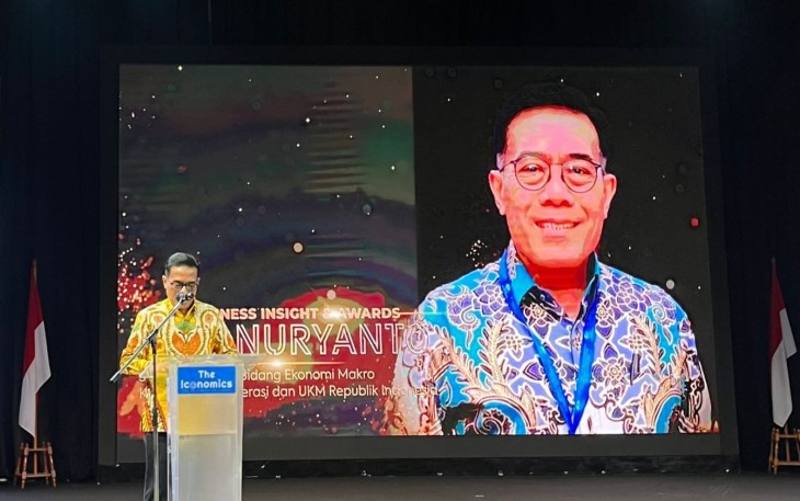 Staf ahli menteri bidang ekonomi makro Kemenkop Rulli Nuryanto saat acara Iconomic Nusantara Award 2024 di Jakarta, Selasa (17/12)