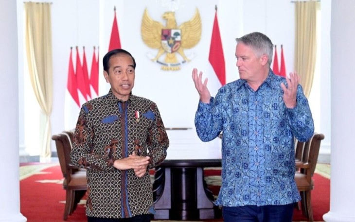 Presiden Joko Widodo menerima Sekretaris Jenderal Organisasi Kerja Sama dan Pembangunan Ekonomi atau Organisation for Economic Cooperation and Development (OECD), Mathias Cormann, beserta delegasi di Istana Kepresidenan Bogor, Provinsi Jawa Barat, pada Selasa, 28 Mei 2024.