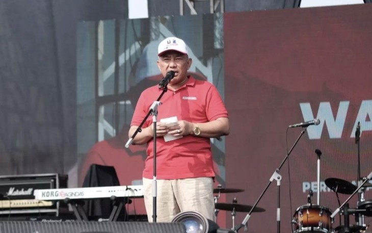 Wali kota Depok Muhammad Idris saat kegiatan Walikota Cup 2024 peringatan HUT ke 79 Republik Indonesia tingkat kota Depok, Minggu (18/8)