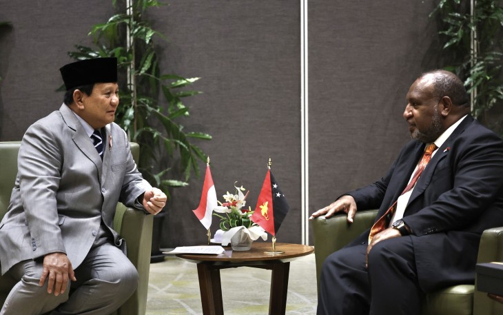 Menhan Prabowo saat Bertemu PM James Marape